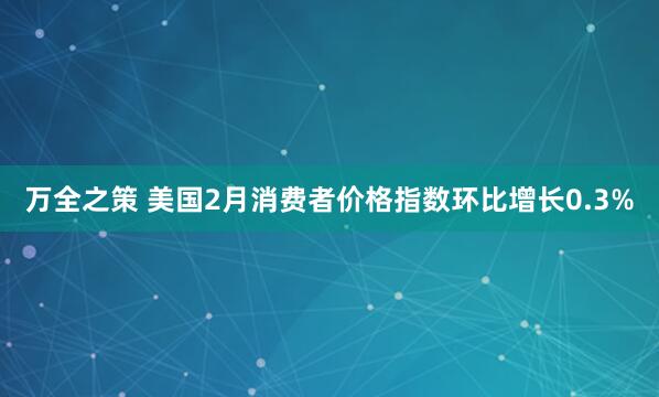 万全之策 美国2月消费者价格指数环比增长0.3%
