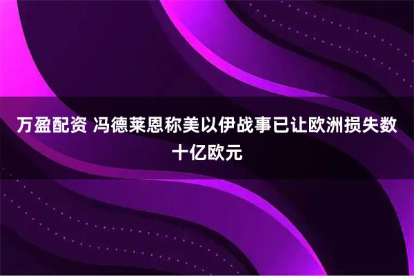 万盈配资 冯德莱恩称美以伊战事已让欧洲损失数十亿欧元