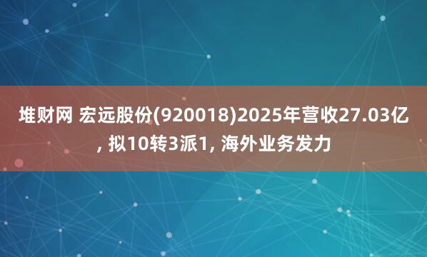 堆财网 宏远股份(920018)2025年营收27.03亿, 拟10转3派1, 海外业务发力
